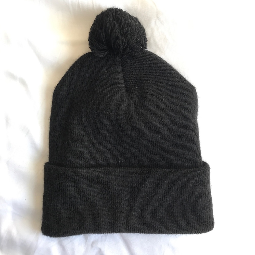 American Apparel Black beanie with poof